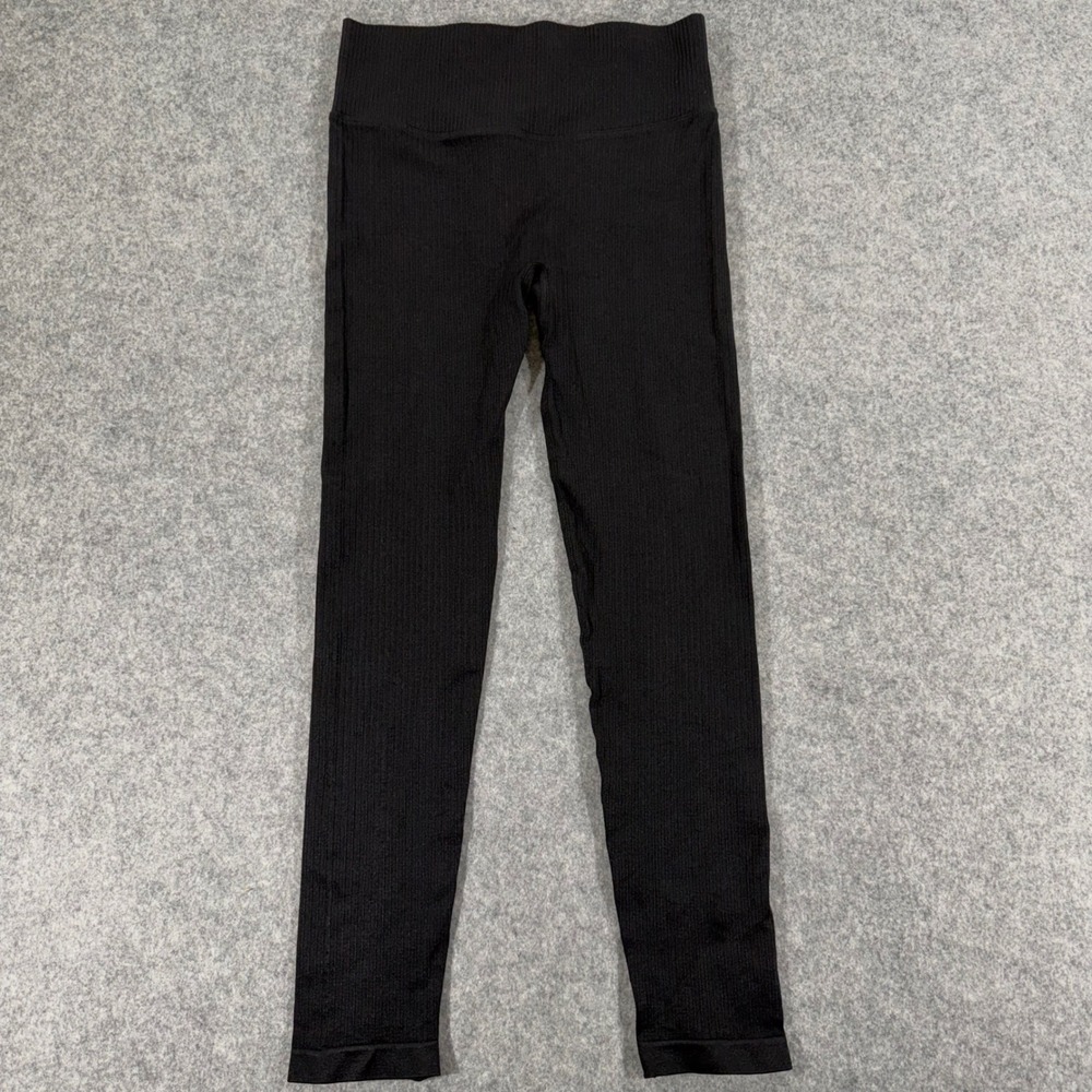 Luca + Grae Womens Ribbed High Rise Seamless Leggings Black Size Medium NWT